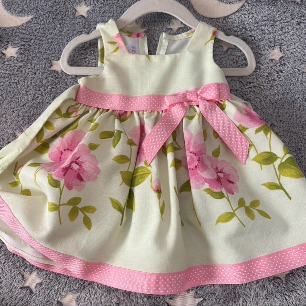 Pink Floral Bow-Trimmed Girls Formal Dress